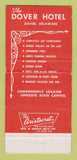 Matchbook Cover - Dover Hotel Dover DE 30 Strike