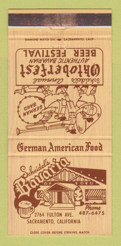 Matchbook Cover - Scheidel's Bavaria German Food Sacramento CA WEAR 30 Strike