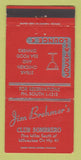 Matchbook Cover - Jim Brehmer's Club Sombrero Milwaukee WI area 30 Strike