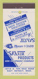 Matchbook Cover - Savair Products Air Valves East Detroit MI 30 Strike
