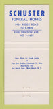 Matchbook Cover - Schuster Funeral Homes Cleveland? OH 30 Strike
