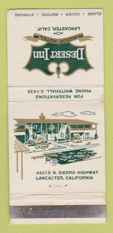 Matchbook Cover - Desert Inn Motor Hotel Lancaster CA 30 Strike