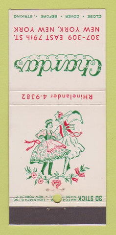 Matchbook Cover - Chardas Restaurant New York City girlie 30 Stick