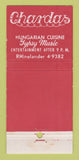 Matchbook Cover - Chardas Restaurant New York City girlie 30 Stick