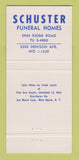 Matchbook Cover - Schuster Funeral Homes Cleveland? OH 30 Strike