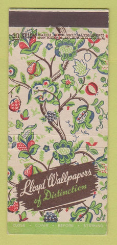 Matchbook Cover - Lloyd Wallpapers Chicago IL 30 Stick