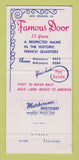 Matchbook Cover - Famous Door New Orleans LA 30 Strike