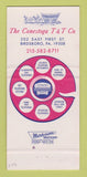 Matchbook Cover - Conestoga T&T Birdsboro PA Telephone 30 Strike