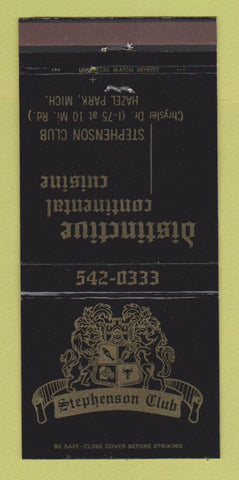 Matchbook Cover - Stephenson Club Hazel Park MI restaurant WEAR 30 Strike