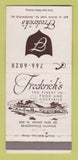 Matchbook Cover - Frederick's Restaurant Bensenville IL 30 Strike