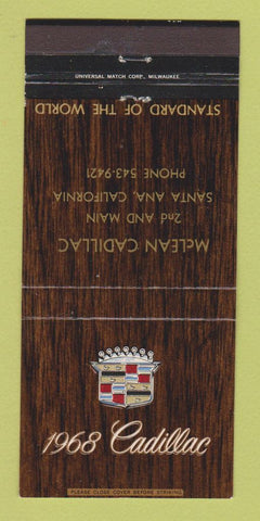 Matchbook Cover - 1968 Cadillac McLean Santa Ana CA 30 Strike