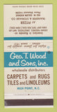 Matchbook Cover - Geo Wood Sons Rugs Tiles Pitzer  Transfer Storage 30 Strike
