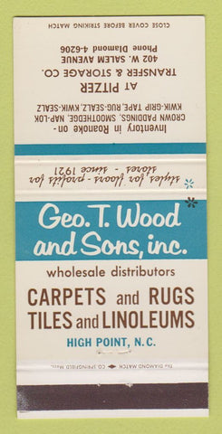 Matchbook Cover - Geo Wood Sons Rugs Tiles Pitzer  Transfer Storage 30 Strike