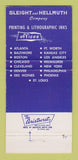 Matchbook Cover - Sleight Hellmuth Printing Litho Inks 30 Strike