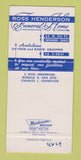 Matchbook Cover - Ross Henderson Funeral Home Newark OH 30 Strike
