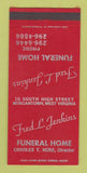 Matchbook Cover - Fred Jenkins Funeral Home Morgantown WV 30 Strike
