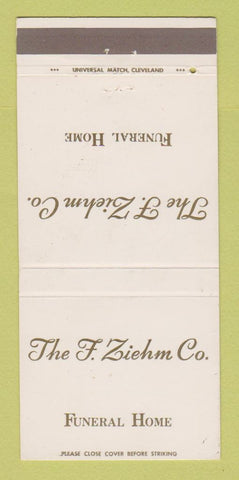 Matchbook Cover - F Ziehm Funeral Home Cleveland OH 30 Strike