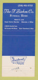 Matchbook Cover - F Ziehm Funeral Home Cleveland OH 30 Strike