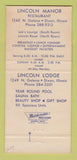 Matchbook Cover - Lincoln Lodge Dixon IL 30 Strike
