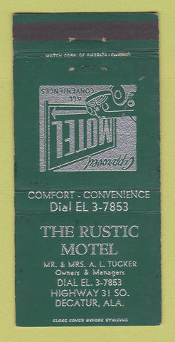 Matchbook Cover - Rustic Motel Deactur AL 30 Strike