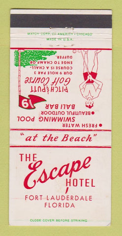 Matchbook Cover - Escape Hotel Fort Lauderdale FL Golf 30 Strike