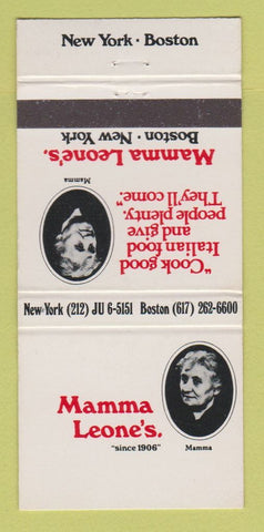Matchbook Cover - Mamma Leone's Restaurants New York City Boston MA 30 Strike