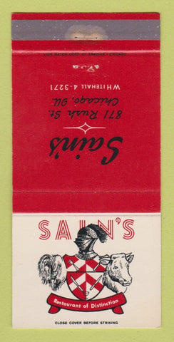 Matchbook Cover - Sain's Restaurant Chicago IL WEAR 30 Strike