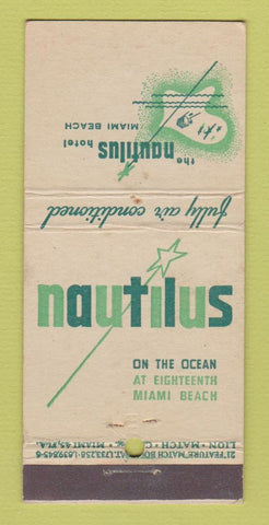 Matchbook Cover - Nautilus Hotel Miami Beach FL WEAR 21 Strike Feature