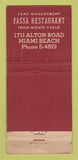 Matchbook Cover - Fassa Au Moulin Rouge Miami Beach FL WEAR 21 Strike Feature