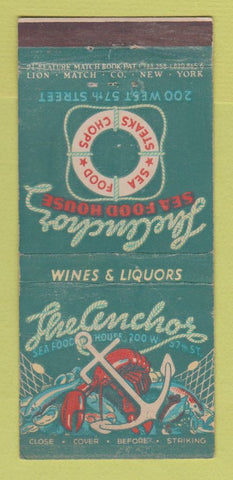 Matchbook Cover - Anchor Seafood New York City WORN BACK 21 Strike Feature