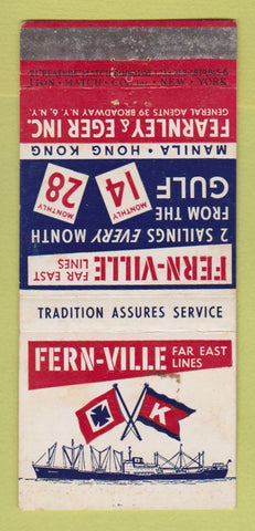 Matchbook Cover - Fern Ville New York City shipping 21 Strike Feature