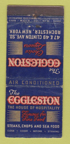 Matchbook Cover - Eggleston Restaurant Rochester NY WORN 21 Strike Feature