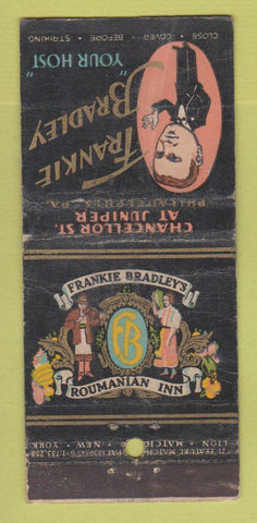 Matchbook Cover Bradley's Roumainian Inn Philadelphia PA WORN 21 Strike Feature