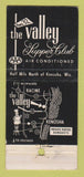 Matchbook Cover - Valley Supper Club Kenosha WI WEAR 21 Strike Feature