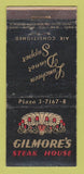 Matchbook Cover - Gilmore's Steak House New York City WEAR 21 Strike Feature