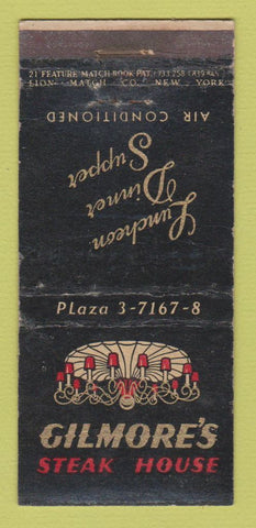 Matchbook Cover - Gilmore's Steak House New York City WEAR 21 Strike Feature