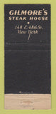 Matchbook Cover - Gilmore's Steak House New York City WEAR 21 Strike Feature