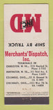 Matchbook Cover Merchants Dispatch Charleston WV Columbus WEAR 21 Strike Feature