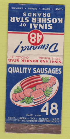 Matchbook Cover - Sinai Kosher Sausage Meat Chicago IL WEAR 21 Strike Feature