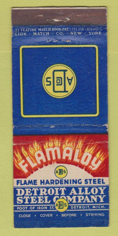Matchbook Cover - Detroit Alloy Steel MI WEAR 21 Strike Feature