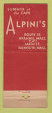 Matchbook Cover - Alpini Restaurant Boston MA WEAR 21 Strike Feature