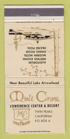 Matchbook Cover - Monte Corona Resort Twin Peaks CA 30 Strike