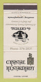 Matchbook Cover - Crystal Restaurant Reading PA WEAR 30 Strike