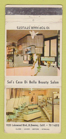 Matchbook Cover - Saloma Salon Downey CA WORN 30 Strike