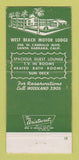 Matchbook Cover - West Beach Motor Lodge Santa Barbara CA 30 Strike