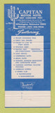Matchbook Cover - El Capitan Motor Hotel Wilmington DE 30 Strike