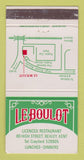 Matchbook Cover - Le Boulot Restaurant Bexley Kent UK WEAR 30 Strike