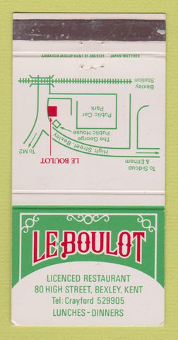 Matchbook Cover - Le Boulot Restaurant Bexley Kent UK WEAR 30 Strike