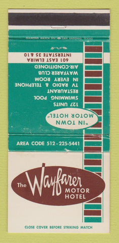 Matchbook Cover - Wayfarer Motor Hotel San Antonio TX STAINED 30 Strike