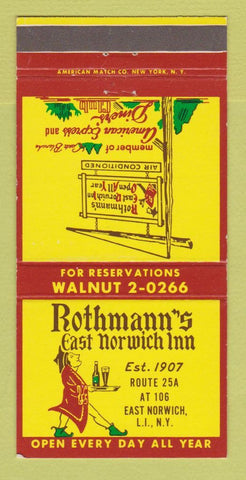 Matchbook Cover - Rothmann's East Norwich Inn LI NY 30 Strike